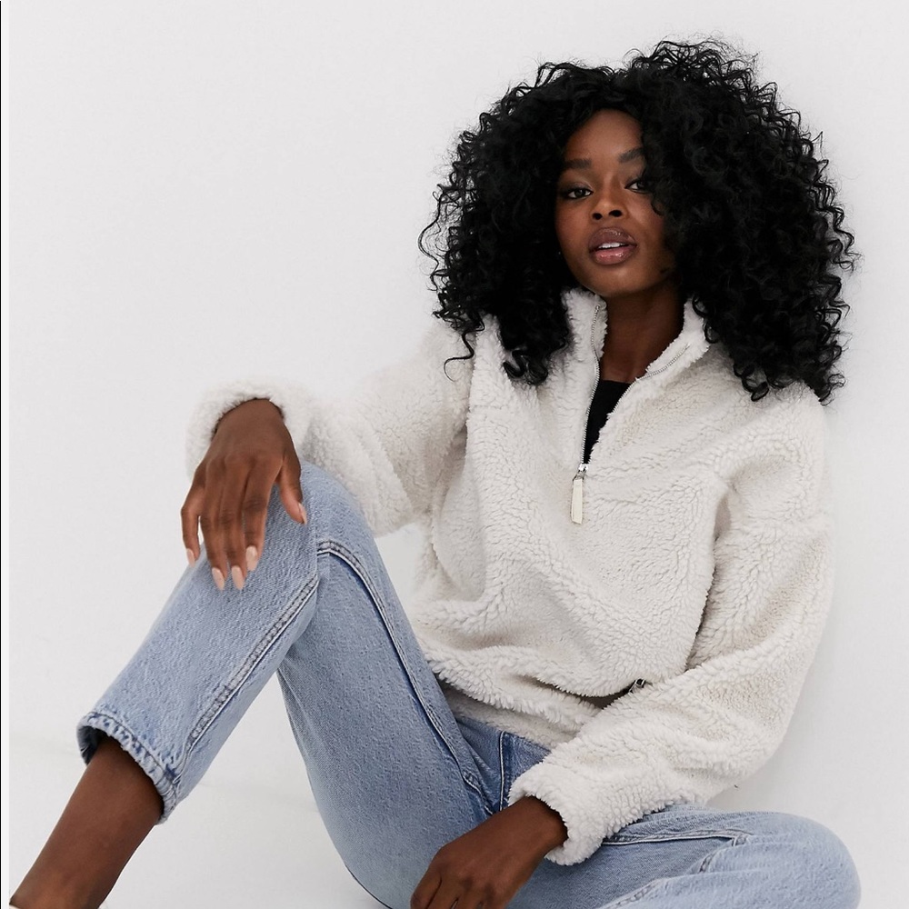 ASOS New Look borg fleece jacket in cream